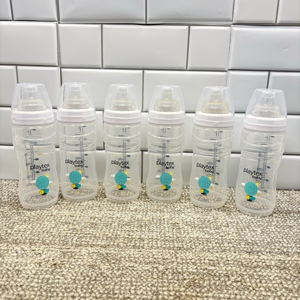 Playtex Baby Bottle Drop Ins Tilted 8 Oz SIX‎ In All New W Nipples